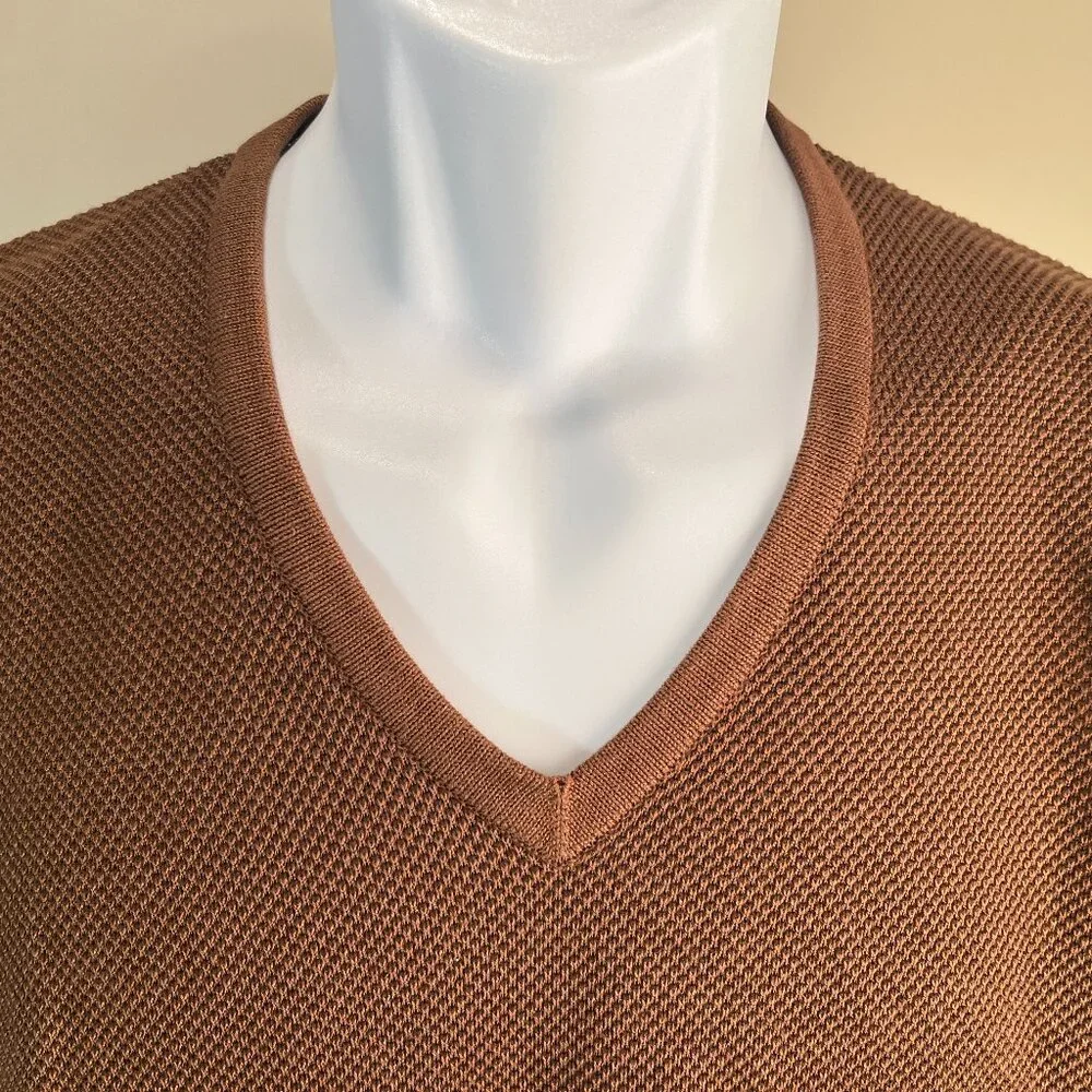 🍂 St. Croix Men’s V-Neck Sweater Brown Long Sleeve Knit Pullover Size L EUC 👔